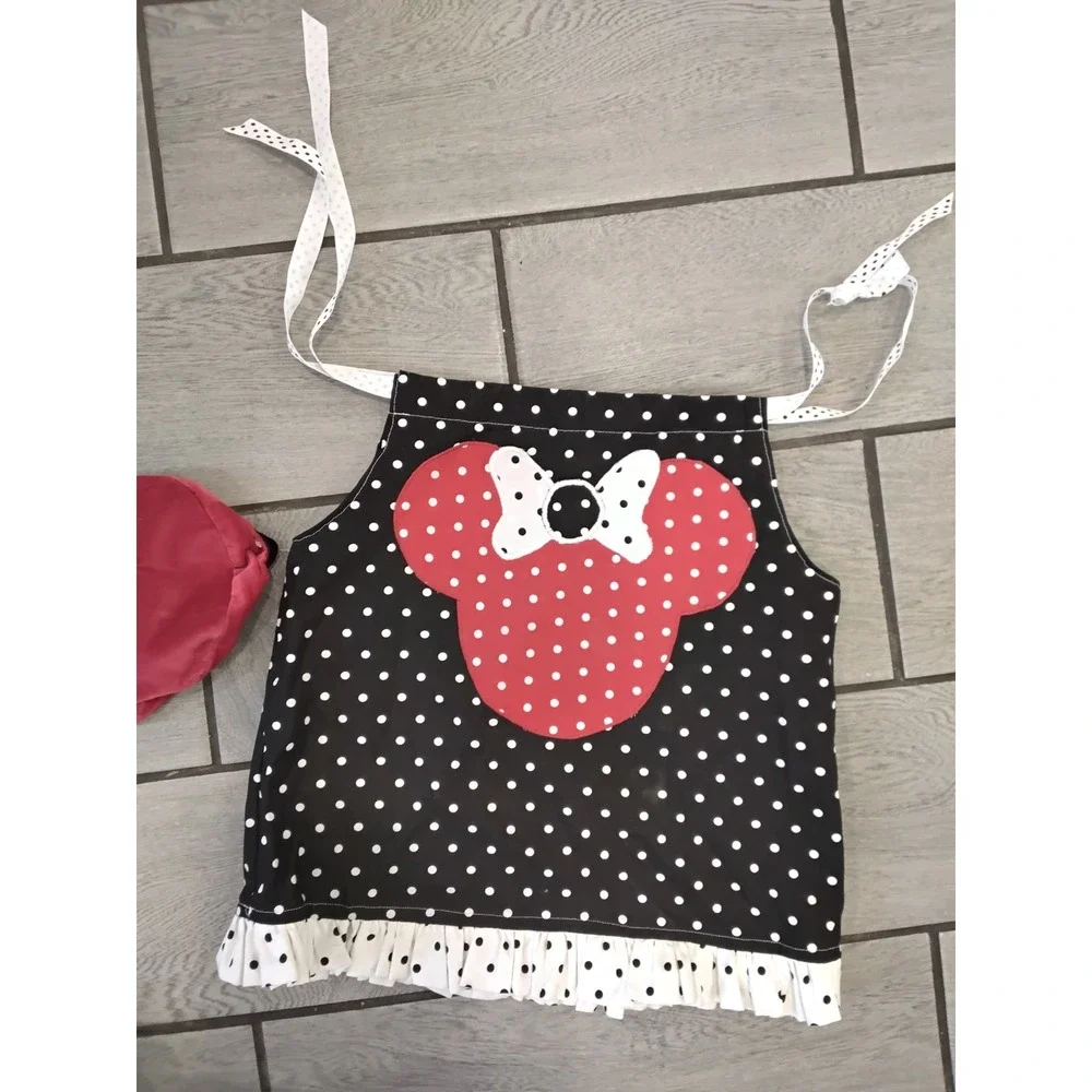 Disney-Inspired Minnie Mouse Polka Dot‎ Apron Dress Set – Infant 0–6 Months